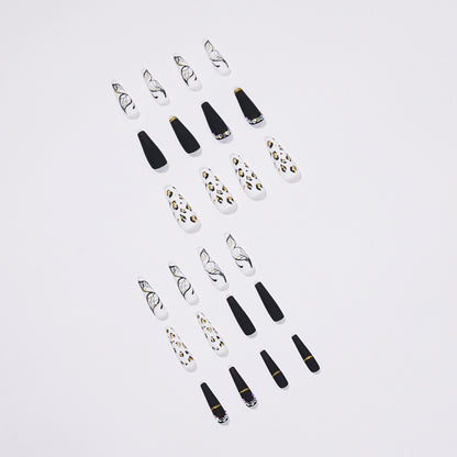 Butterfly Wearing Leopard-Print Nail Piece Scrub Manicure Wearing Nail Patch With Drill Nail Patch