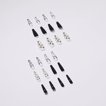 Butterfly Wearing Leopard-Print Nail Piece Scrub Manicure Wearing Nail Patch With Drill Nail Patch